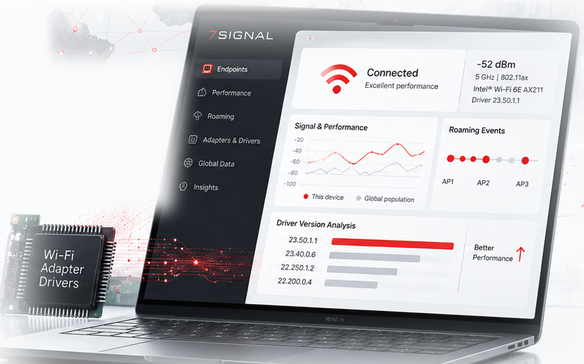 Wi-Fi adapter and driver performance dashboard on a laptop
